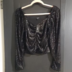 Express Sequin Long Sleeved Top